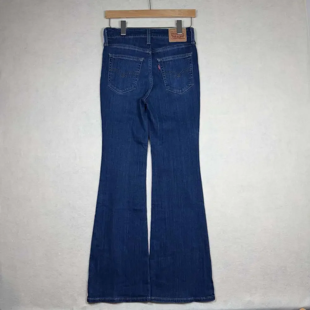 Levis 726 Flare Jeans Women 28 (28x31) Blue Denim Stretch Boho Hipster Western